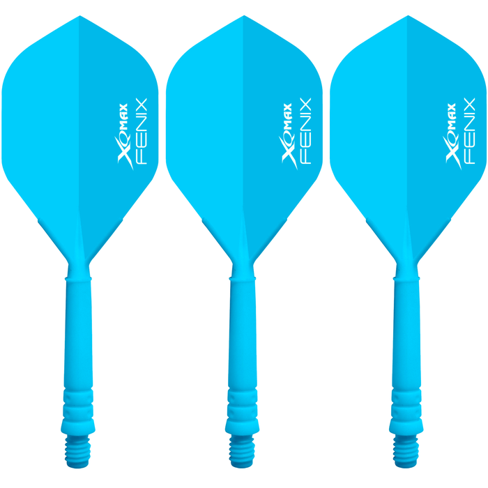 Découvrez les XQ Fenix Molded Flights 34mm, un système flight et shaft intégré bleu offrant stabilité maximale et précision. – Image 2