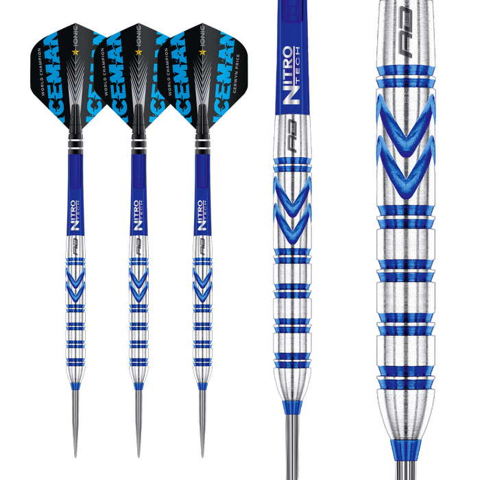 Red Dragon Gerwyn Price Blue Fléchettes 90% Tungstène 24g x3 – Performance Professionnelle – Image 2